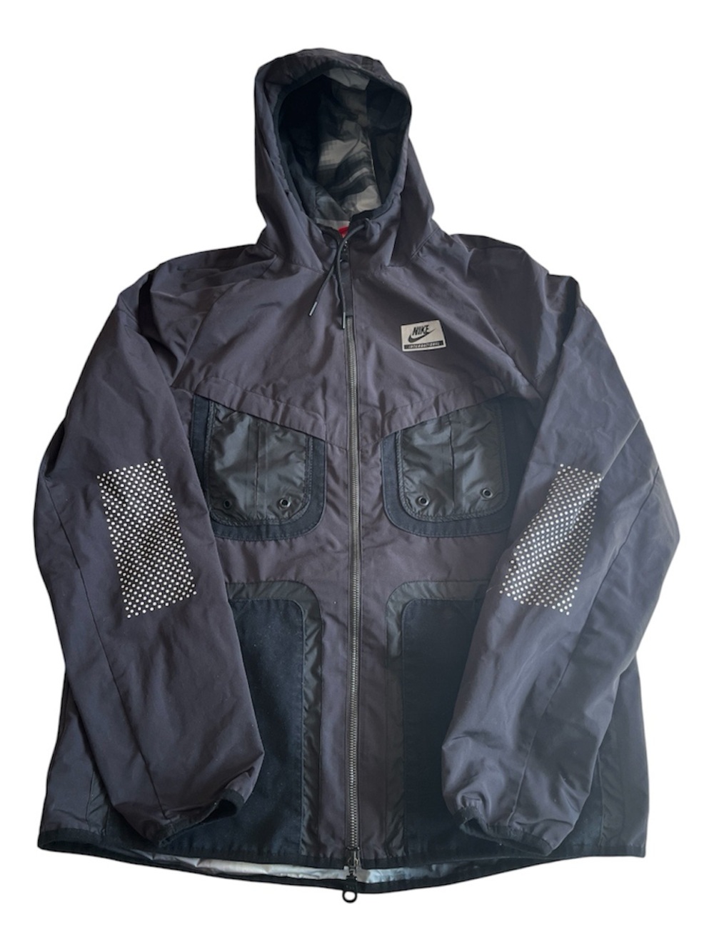 Nike International Wind‎ Running Tech Wear Black Jacket Medium Hooded Mens